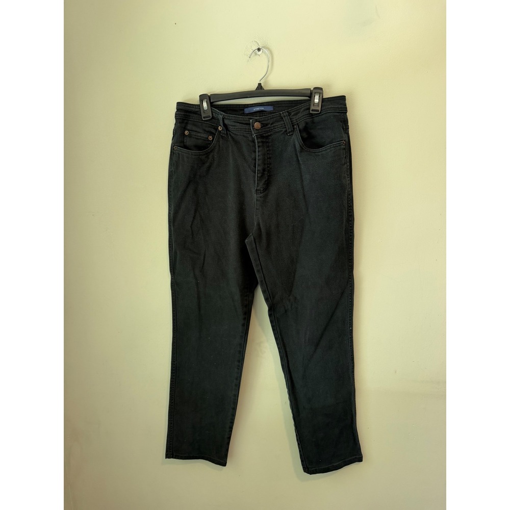 Bill Blass Jeans Womens 12 Black Stretch Straight Leg Denim Pants RN 121697